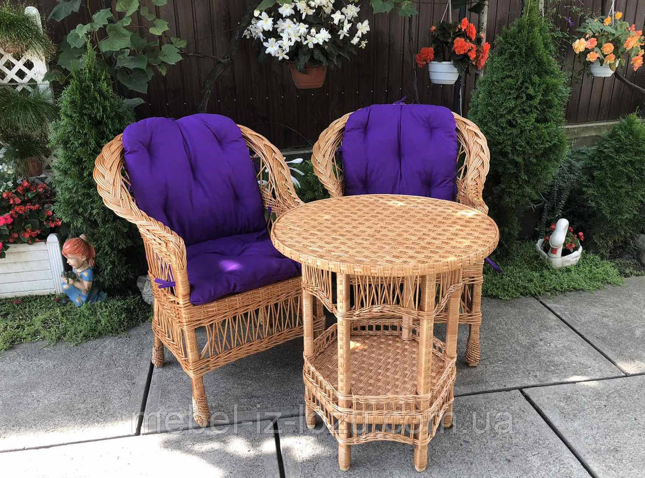 2 кресла "Обычные" с фиолетовыми подушками и столик круглый на 6 ножках - фото 2 - id-p1723282293