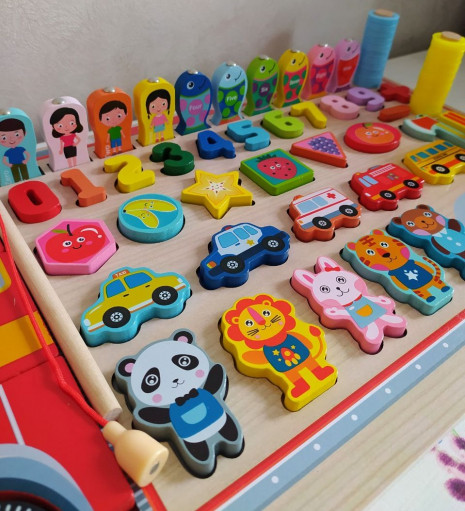 Рамка-вкладиш для дітей дерев'яна розвивальна дошка сортер з риболовлею "Друже пожежник" від LimoToy MD-1960 УКР