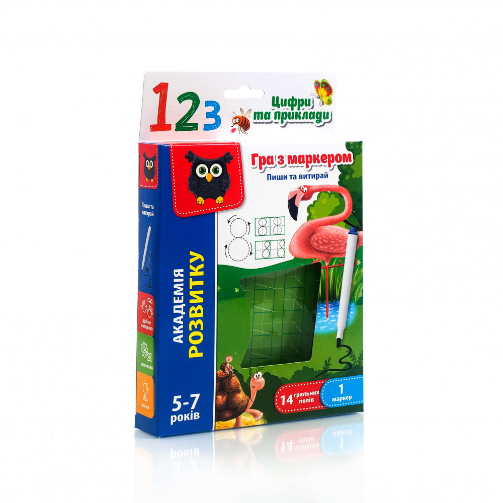 Гра з маркером Vladi Toys Пиши та витирай "Цифри та приклади" (Укр) (VT5010-14)