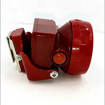 Ліхтар налобний SX-009 5 W 3000 mAh 220V-когінка шахтерський акумуляторний ліхтар на лоб червоний, фото 3