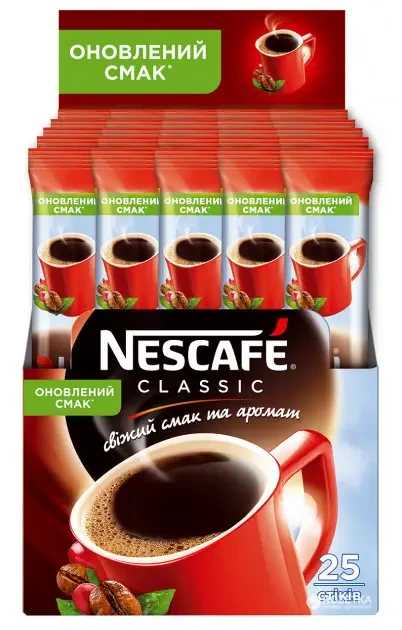 Кава розчинна у стіках NESCAFE Classic 25шт x 1.8 г