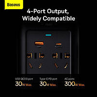 Автомобильний Інвертор IGBT Baseus In-car Inverter 300W (220V CN/EU) Black, фото 5