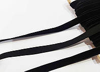 Эластичная стречевая Лента бархатная тесьма бархатка 13 мм. Чорная