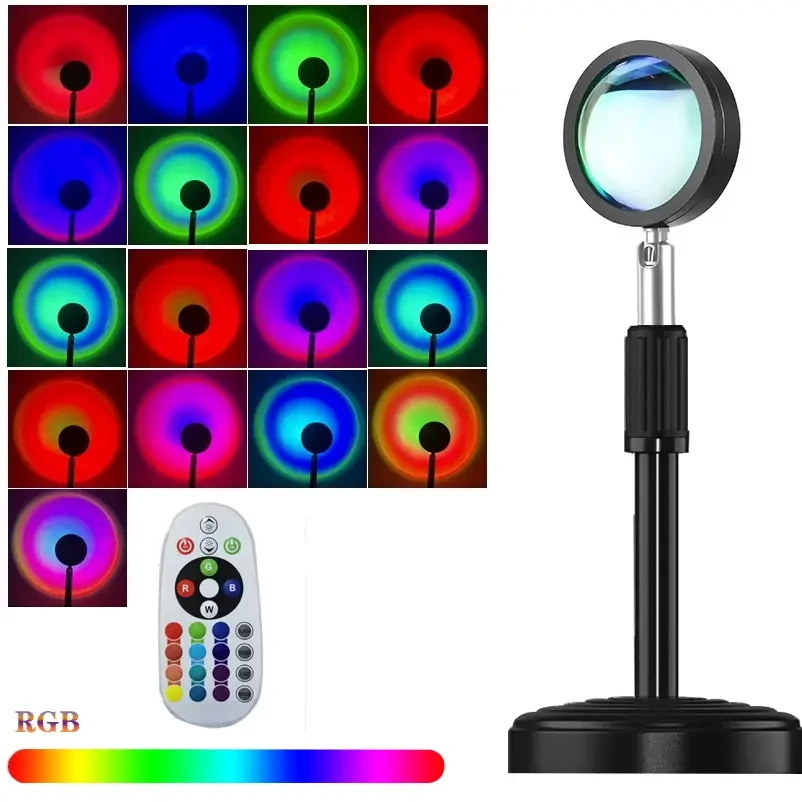 Купити Sunset Lamp RGB 16 кольорів проєкційний світильник заходу сонця