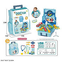 Дитячий набір лікаря 3в1 в рюкзаку THL 038-27, набір у рюкзаку, стетоскоп, приладдя для перев'язок