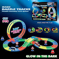 Дитячий неоновий гнучкий трек magic tracks 124, 177 деталей, машинка на батарейках, підсвітка