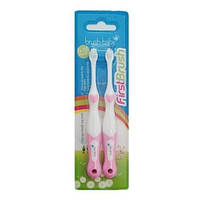 Brush-Baby FirstBrush Первая зубная щётка от 0 до 18 мес розовая, 2 шт