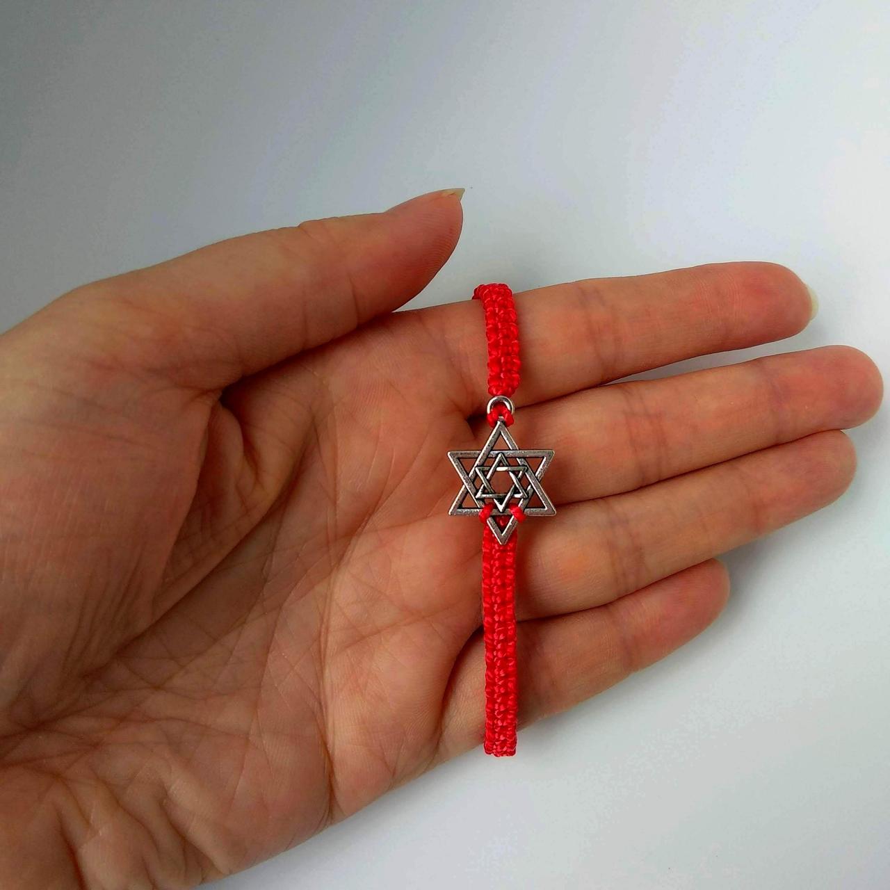 Браслет на руку червона нитка зірка Давида шестикутна зірка гексаграма