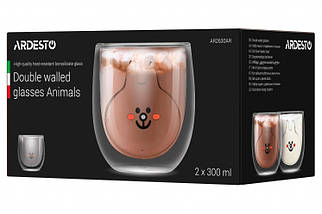 Набор стаканов с двойными стенками ARDESTO Animals 300 мл 2 шт AR2630AR, фото 4