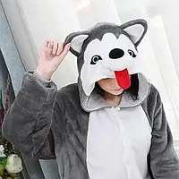 Кигуруми Серый Хаски с языком XL пижамы кенгуруми для взрослых девушек парней кигуру детские kigurumi