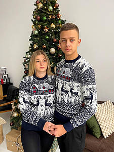 Новорічний светр "Домік" без горла (+ великі розміри)