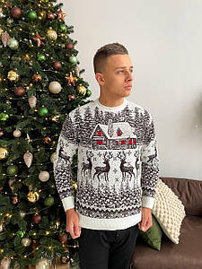 Новорічний светр "Домік" без горла (+ великі розміри)