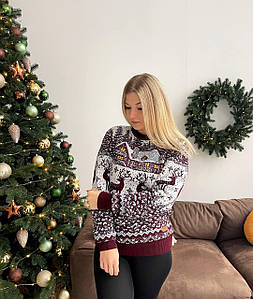 Новорічний светр "Домік" без горла (+ великі розміри)