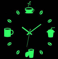 38x38 см, Часы настенные 3d diy clock, часы настенные с 3д эффектом, декор часы наклейки Coffee, цвет