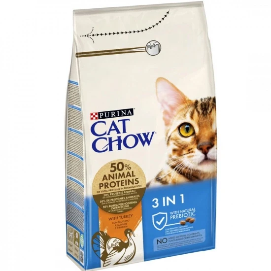 Purina Cat Chow Feline 3 in 1 Сухий корм для дорослих кішок (3 в 1) з індичкою 1.5 кг