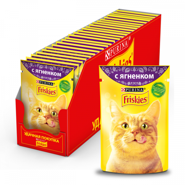 Friskies (павуч) Консерви для котів шматочки в підливі з ягням 26 шт.*85гр