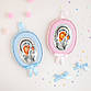 Ікона дитяча Богородиця Казанська медальон рожева на колиску для дівчинки, фото 2