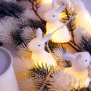 Гірлянда "Кролики" USB 3 метри 20 LED з пультом ДУ, теплий білий, новорічні світлодіодні фігурки кроликів, фото 2