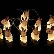 Гірлянда" Кролики " USB 3 метри 20 LED з пультом ДУ, теплий білий, новорічні світлодіодні фігурки кроликів, фото 5