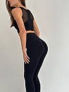 Жіночі легінси для фітнесу пуш-ап чорні, фото 4