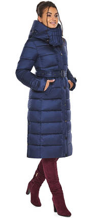 Зимова куртка жіноча сапфірова з поясом модель 43110, фото 2