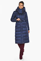 Зимова куртка жіноча сапфірова з поясом модель 43110, фото 2