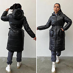 Пальто жіноче утеплене NOBILITAS 42 - 48 чорне стьобана плащівка (арт. 22045)