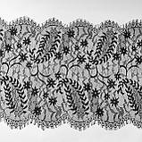 Ажурне французьке мереживо шантільї (з війками) чорного кольору 35 см, довжина купона 3,0 м., фото 5