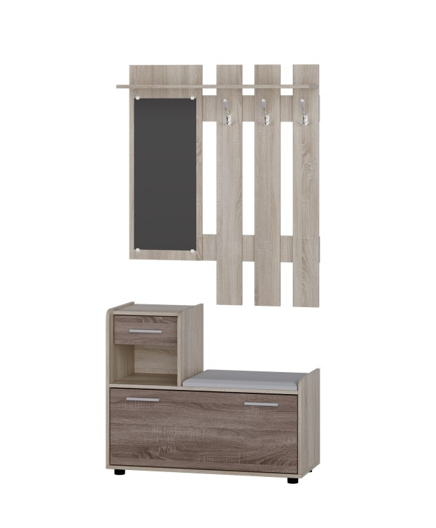 Передпокій Еверест Тандем із вішалкою й тумбою для взуття сонома + трюфель (EVR-2200), фото 1