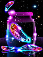 Діамантова вишивка. Картина на підрамнику "Пір"я", 30х40 см, квадратні стрази