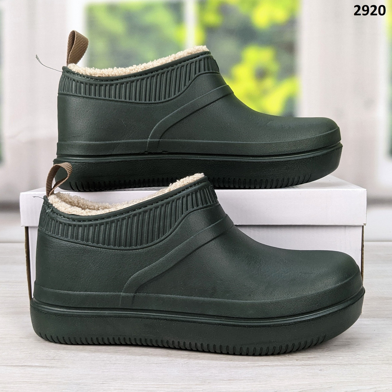 Калоші жіночі пінкові на хутрі Dago Style хакі, фото 1