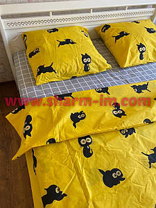 Комплект постільної білизни 150*215 см "Котики жовті" 100% бавовна