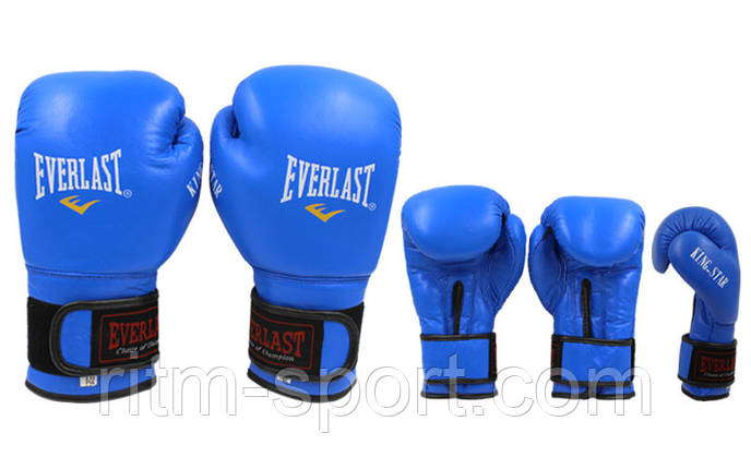 Рукавички боксерські EVERLAST шкіра (10 унцій сині), фото 2