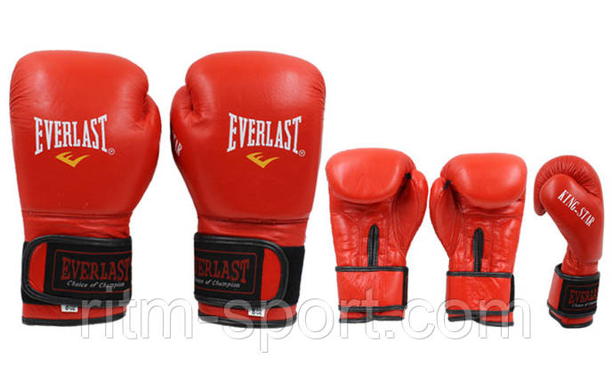 Рукавички боксерські EVERLAST шкіра (8 -12 унцій червоні), фото 2