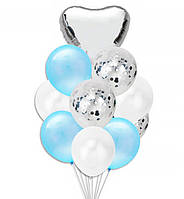 Воздушные шары "Blue&White", Италия, (10шт.) качественный материал