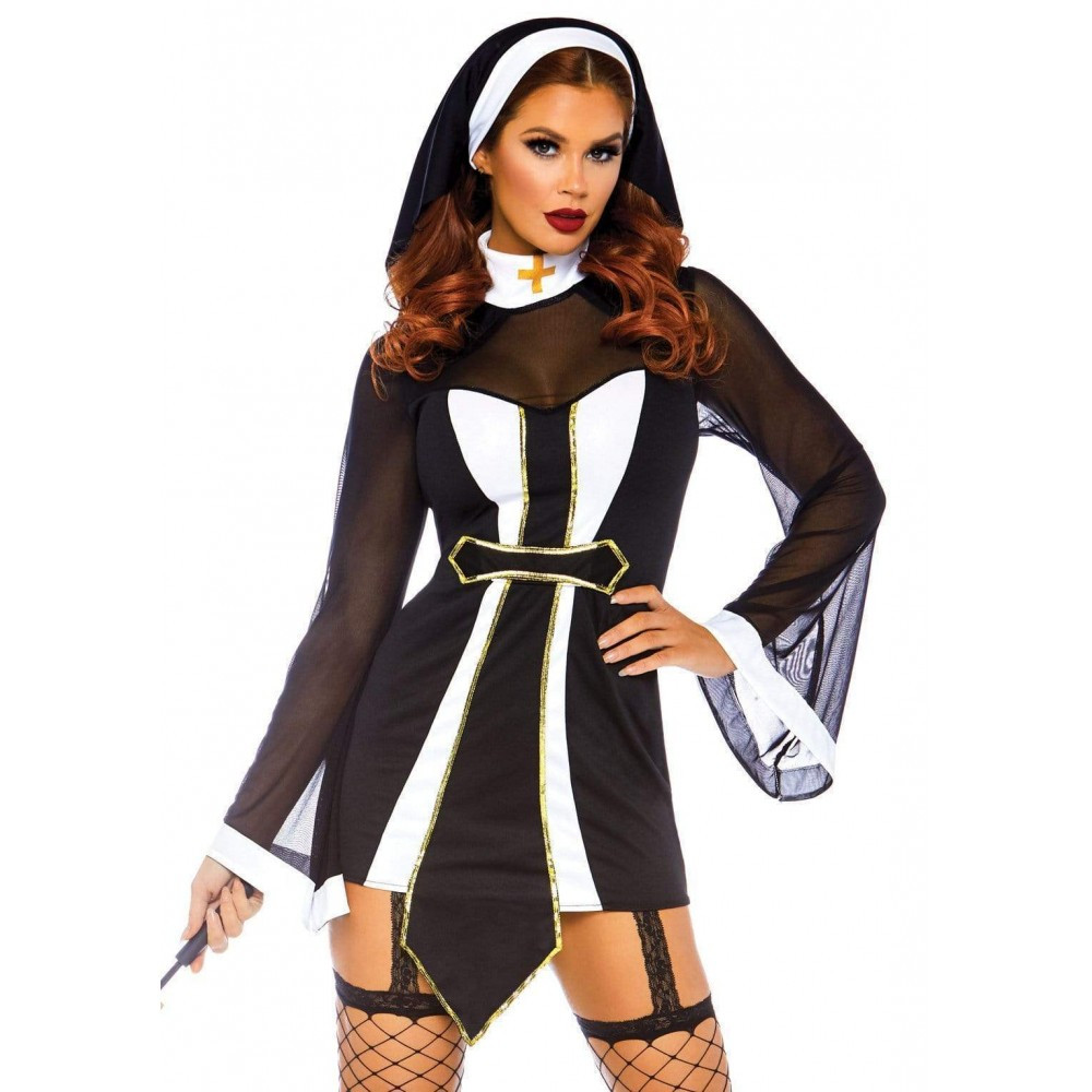 Костюм черниці Leg Avenue Twisted Sister 2 предмети, чорний, S/M, фото 1