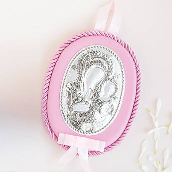 Ікона дитяча Діва Марія з Немовлям овал-підвісок на колиску