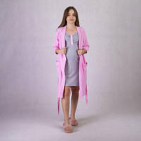 Утепленный комплект (ночная рубашка и халат) для беременных и кормящих мам Размер 42/44 Мила Tiana Розовый
