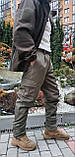 Водо вітрозахисні брюки софтшел тафетта(ріп-стоп) олива, фото 2