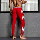Чоловічі термо кальсони Seobean. Колір: червоний з білими смугами, фото 2