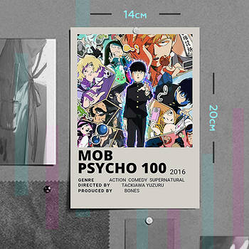 "Моб Психо 100 / Mob Psycho 100" плакат (постер) розміром А5 (14х20см)