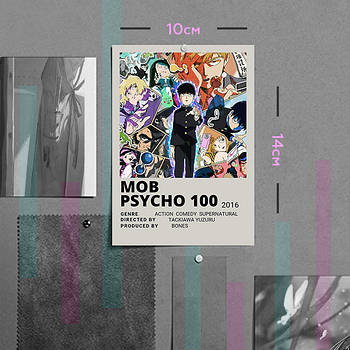 "Моб Психо 100 / Mob Psycho 100" плакат (постер) розміром А6 (10х14см)