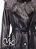 Шкіряне жіноче пальто VK з хутром чорнобурки зимове (Арт. CB101), фото 5