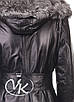 Шкіряне жіноче пальто VK з хутром чорнобурки зимове (Арт. CB101), фото 8