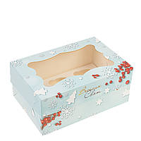 Коробка для капкейків з вікном 250х170х80 (на 6 шт), "Новорічна"