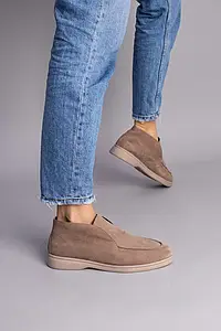 Жіночі зимові лофери ShoesBand Латте натуральні замшеві всередині цигейка 38 (24,5-25 см) (Ѕ66531з)