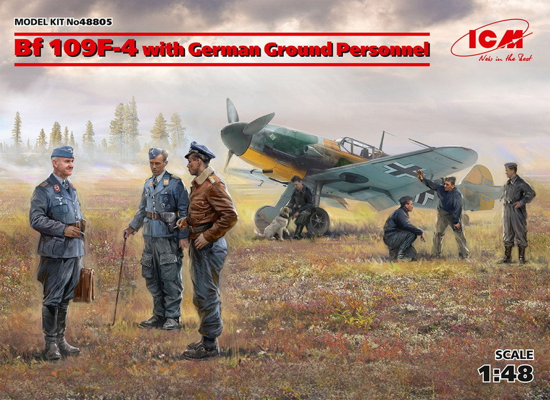Пластикова модель 1/48 ICM 48805 винищувач Messerschmitt Bf 109F-4Bf 109F-4 з німецьким наземним персоналом