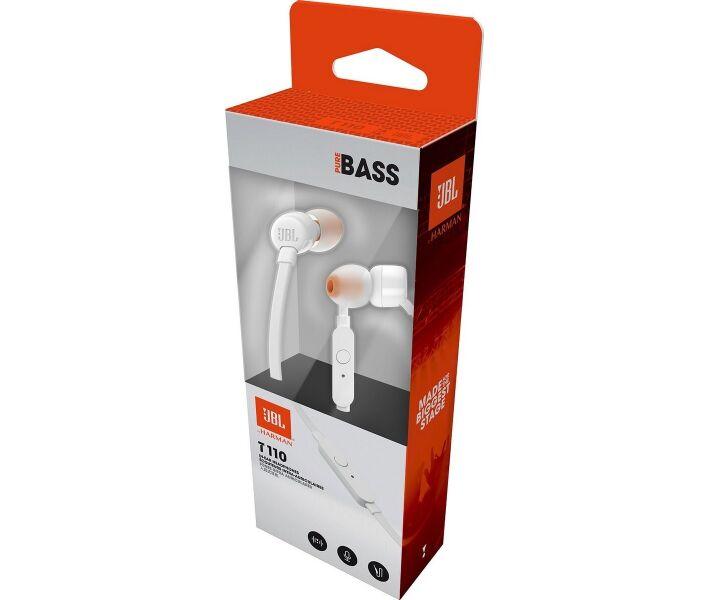 Навушники провідні з мікрофоном JBL T110 White (JBLT110WHT)