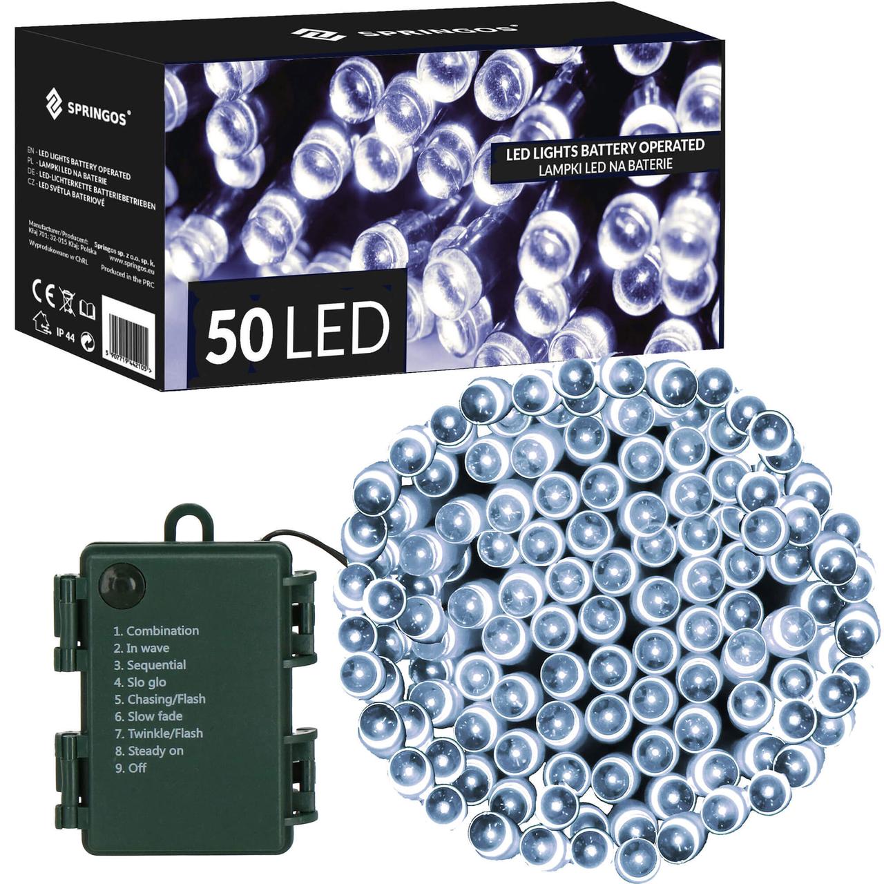 Гірлянда на батарейках Springos 5 м 50 LED CL4028 Cold White .