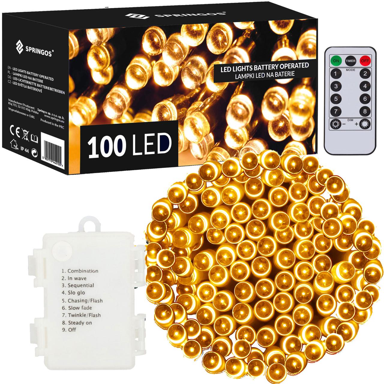 Гірлянда на батарейках Springos 10 м 100 Pilot CL4034 Warm White .